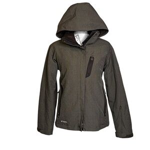 Columbia Titanium Olive‎ Brown Taupe Hooded Ski & Snow Jacket size medium